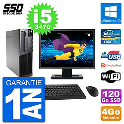 PC Lenovo M92p SFF Ecran 19" Intel i5-3470 RAM 4Go SSD 120Go Windows 10 Wifi · Occasion 