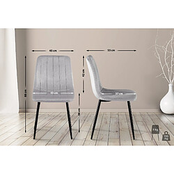 Acheter Decoshop26 Chaise de salle à manger x1 coutures décoratives verticales assise en tissu velours gris pieds en métal noir 10_0002201