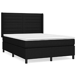 vidaXL Sommier à lattes de lit avec matelas Noir 140x200 cm Tissu