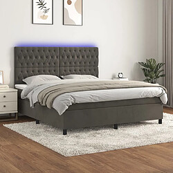 vidaXL Sommier à lattes de lit matelas et LED Gris foncé 160x200 cm 