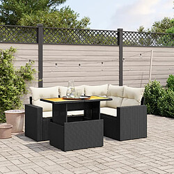 Maison Chic Ensemble de 5 Tables et chaises d'extérieur avec coussins,Salon de jardin noir résine tressée -GKD951819