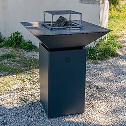 GRILL CHIC PACK PRINTEMPS Braséro barbecue Le Cévenol 74x74x90 cm à DOUBLE CUVE alu gris anthracite