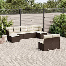 Maison Chic Salon de jardin avec coussins 9 pcs, Ensemble Tables et chaises de jardin, marron résine tressée -GKD431861