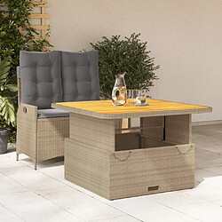 Maison Chic Ensemble à manger d'extérieur 2 pcs avec coussins,Salon de jardin,Mobilier de jardin beige poly rotin -GKD276248