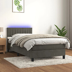 vidaXL Sommier à lattes de lit et matelas et LED Gris foncé 90x200cm