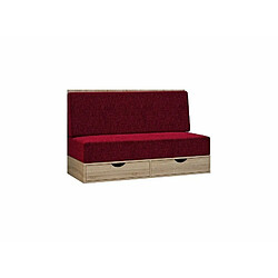 Inside 75 Lit escamotable style industriel KEY SOFA chêne canapé accoudoirs tissu rouge 140*200 cm pas cher