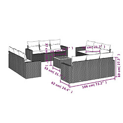 Avis vidaXL Salon de jardin avec coussins 13 pcs noir résine tressée