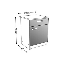 Vente-Unique Caissons de cuisine - 1 meuble bas & 1 meuble haut - 2 portes & 1 tiroir - Naturel & Noir - TRATTORIA pas cher