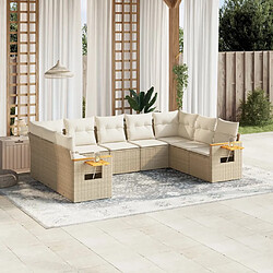 vidaXL Salon de jardin avec coussins 9 pcs beige résine tressée 