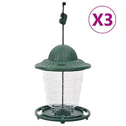 vidaXL Mangeoires pour oiseaux 3 pcs vert foncé 13x13x17 cm