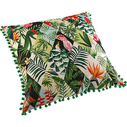 Versa Coussin imprimé tropical avec pompons. Coussin imprimé tropical avec pompons