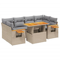 vidaXL Salon de jardin avec coussins 7 pcs beige résine tressée