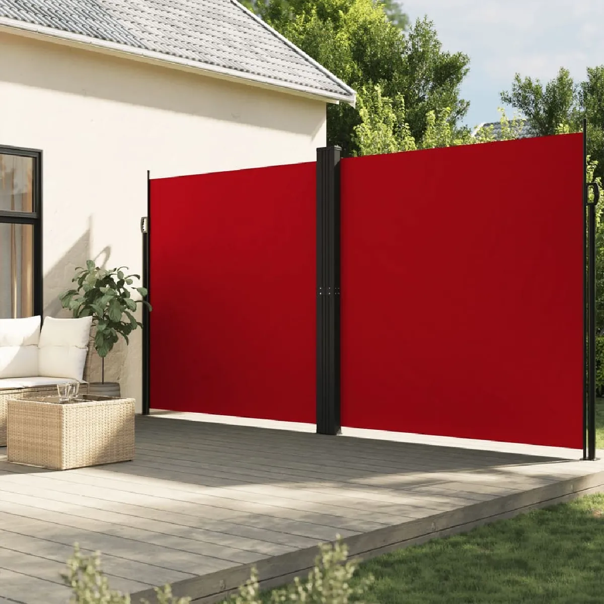 Maison Chic Auvent latéral rétractable de balcon | Store extérieur | Auvent solaire Rouge 200x1200 cm -GKD79821