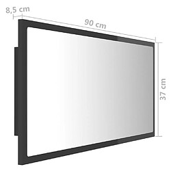 vidaXL Miroir LED de salle de bain Gris brillant 90x8,5x37cm Acrylique pas cher