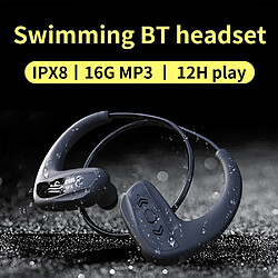 Acheter Universal Écouteurs de natation sans fil IPX8 étanche 16 Go lecteur MP3 12 heures lecteur Bluetooth fonctionnant HiFi basses écouteurs | lecteur MP3(Le noir)