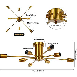 Avis Stoex Plafonnier Moderne 8 Lumières Plafonnier Rétro Or, Lampe de Plafond Intérieur Vintage E27 Pour Chambre Cuisine Salon Couloir