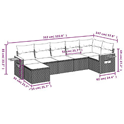 Avis vidaXL Salon de jardin avec coussins 7 pcs beige résine tressée