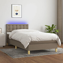 vidaXL Sommier à lattes de lit avec matelas LED Taupe 90x190 cm Tissu 