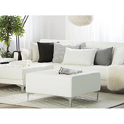 Beliani Pouf Ottoman en cuir PU blanc ABERDEEN