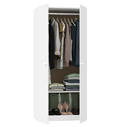 Pegane Armoire placard / meuble de rangement coloris blanc - Hauteur 180 x Longueur 79 x Profondeur 52 cm