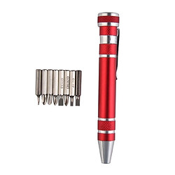 Wewoo Ensemble de tournevis stylo outil multifonction en aluminium 8 1 rouge 