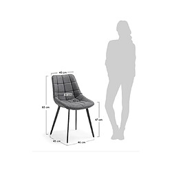 LF SALON Chaise Lot de 2 chaises Adah PU graphite vieilli pas cher