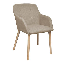 Maison Chic Lot de 4 Chaises à manger,Chaise pour cuisine beige tissu et chêne massif -MN88125