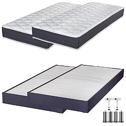 Ebac Matelas ressort + Sommier Omega Volcan 2x90x190 Record - H. 20 cm - Soutien ferme 