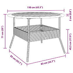 vidaXL Table de jardin et dessus en bois d'acacia noir résine tressée pas cher