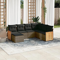 vidaXL Salon de jardin avec coussins 7 pcs gris résine tressée 