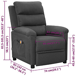 vidaXL Fauteuil de massage Gris foncé Tissu pas cher