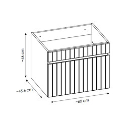 Vente-Unique Meuble sous vasque suspendu strié blanc avec planche - 60 cm - SATARA pas cher