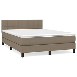 vidaXL Sommier à lattes de lit avec matelas Taupe 140x200 cm Tissu