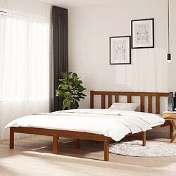 vidaXL Cadre de lit sans matelas marron miel bois massif 140x190 cm