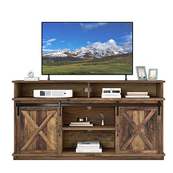 Grand meuble TV buffet portes coulissantes classiques étagères réglables pour salon salle à manger ferme Design 148*40*78 cm