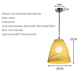 Acheter Universal Lustre en rotin tressé de 25 cm, 220V E27 * 1 sans ampoule, lampe de chevet, salle à manger en rotin, lumière jaune