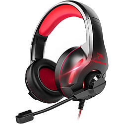 Chrono Micro Casque PS4 Gaming, Casque Gamer avec Micro Anti Bruit Réglable LED Lampe Stéréo Basse Contrôle du Volume, Casque Gaming pour Switch, Xbox One, PS4, PC, Laptop, Tablette(Rouge)