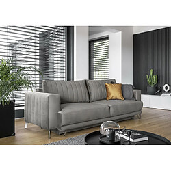 VENESETTI Canapé 3/4 places convertible et espace de rangement - gris - en tissu de qualité luxe, ELSA pas cher