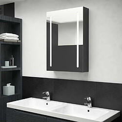 Maison Chic Armoire de salle de bain,Meuble de rangement,Meuble haut à miroir LED noir brillant 50x13x70 cm -GKD934584