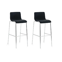 Decoshop26 Lot de 2 tabourets de bar avec repose-pieds dossier incurvé en tissu noir et 4 pieds en métal chromé 10_0004196 