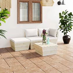 Maison Chic Salon de jardin palette 4 pcs avec coussins - Table et chaises d'extérieur - Mobilier/Meubles de jardin Moderne épicéa imprégné -MN27308