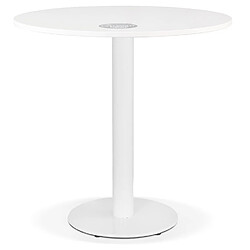 Alterego Petite table à diner 'LUCETTE' ronde en bois et fonte blanche - Ø 68 cm