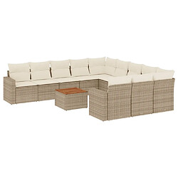 Maison Chic Salon de jardin avec coussins 12 pcs, Ensemble Tables et chaises de jardin, beige résine tressée -GKD722552