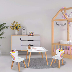 The Home Deco Kids Table et 2 chaises en bois licorne Lily.