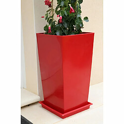 Riviera Pot de fleurs Nuance - Carré - 38 x 38 x H 69 cm - 67 L - Rouge