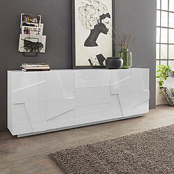 Ahd Amazing Home Design Meuble Buffet Design Salon 4 Portes 3 Tiroirs 220cm Blanc Brillant Ping Wide 