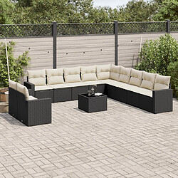 Maison Chic Salon de jardin 12 pcs avec coussins, Ensemble Tables et chaises d'extérieur noir résine tressée -GKD775304