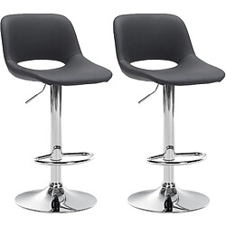 Decoshop26 Tabourets de bar chaises haute x2 avec repose-pieds en PVC noir piètement métallique chromé 10_0004062 