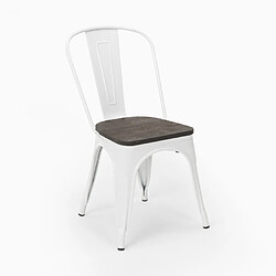 Avis Ahd Amazing Home Design Chaises industrielles en bois et acier Tolix pour cuisine et bar Steel Wood, Couleur: Blanc