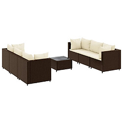 vidaXL Salon de jardin avec coussins 7 pcs marron résine tressée